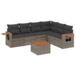 7-Piece Garden Sofa Set Outdoor Patio Lounge Wicker Rattan Furniture Setting Grey