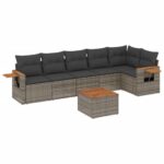 7-Piece Garden Sofa Set Outdoor Patio Lounge Wicker Rattan Furniture Setting Grey