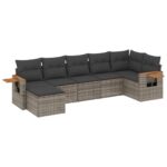 7-Piece Garden Sofa Set Outdoor Patio Lounge Wicker Rattan Furniture Setting Grey