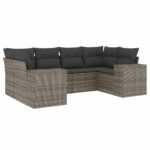 6-Piece Garden Sofa Set with Cushions Outdoor Patio Lounge Furniture Grey Poly Rattan