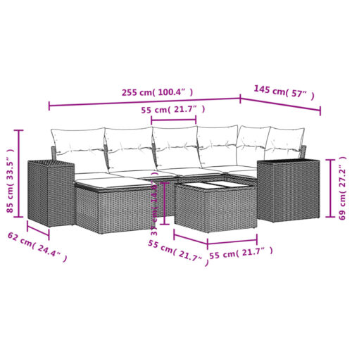 7-Piece Garden Sofa Set Outdoor Patio Lounge Wicker Rattan Furniture Setting Grey - Image 3