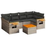 7-Piece Garden Sofa Set Outdoor Patio Lounge Wicker Rattan Furniture Setting Grey