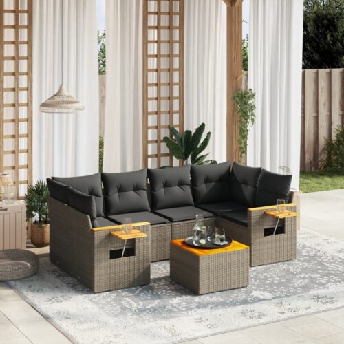 7-Piece Garden Sofa Set Outdoor Patio Lounge Wicker Rattan Furniture Setting Grey - Image 2