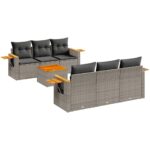 7-Piece Garden Sofa Set Outdoor Patio Lounge Wicker Rattan Furniture Setting Grey