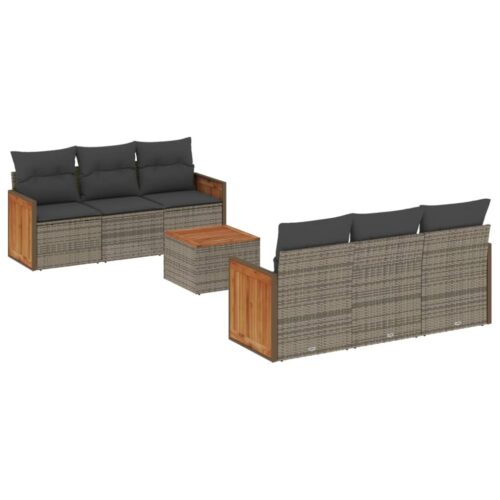 7-Piece Garden Sofa Set Outdoor Patio Lounge Wicker Rattan Furniture Setting Grey
