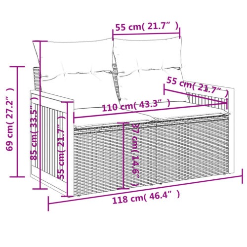 7-Piece Garden Sofa Set Outdoor Patio Lounge Wicker Rattan Furniture Setting Grey - Image 10