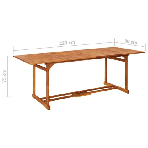 9-Piece Garden Dining Set 220x90x75cm Solid Wood Acacia - Image 12