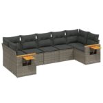 7-Piece Garden Sofa Set Outdoor Patio Lounge Wicker Rattan Furniture Setting Grey
