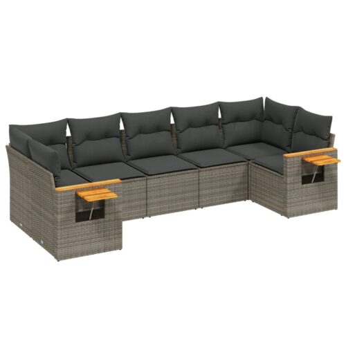 7-Piece Garden Sofa Set Outdoor Patio Lounge Wicker Rattan Furniture Setting Grey