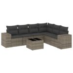 7-Piece Garden Sofa Set Outdoor Patio Lounge Wicker Rattan Furniture Setting Grey
