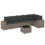 7-Piece Garden Sofa Set Outdoor Patio Lounge Wicker Rattan Furniture Setting Grey
