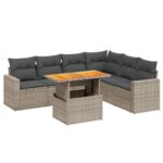 7-Piece Garden Sofa Set Outdoor Patio Lounge Wicker Rattan Furniture Setting Grey