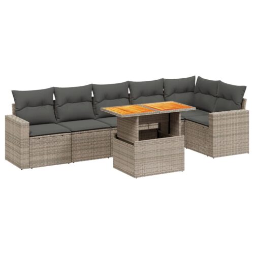 7-Piece Garden Sofa Set Outdoor Patio Lounge Wicker Rattan Furniture Setting Grey