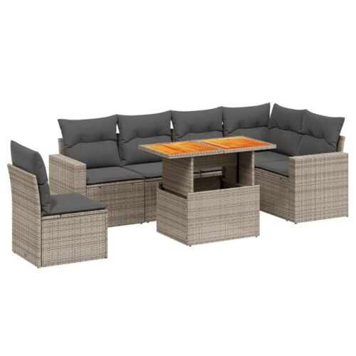 7-Piece Garden Sofa Set Outdoor Patio Lounge Wicker Rattan Furniture Setting Grey