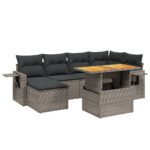 7-Piece Garden Sofa Set Outdoor Patio Lounge Wicker Rattan Furniture Setting Grey