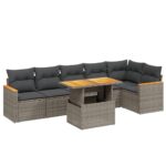 7-Piece Garden Sofa Set Outdoor Patio Lounge Wicker Rattan Furniture Setting Grey