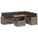 7-Piece Garden Sofa Set Outdoor Patio Lounge Wicker Rattan Furniture Setting Grey