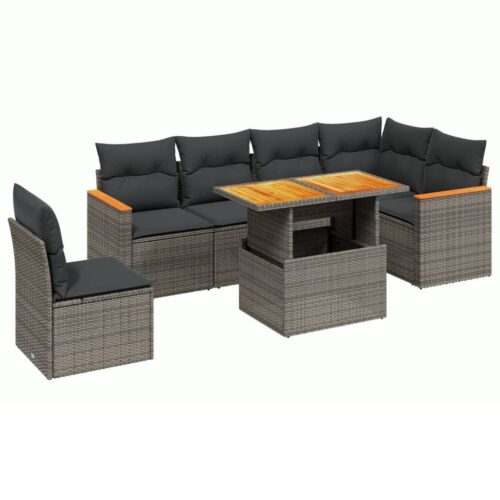 7-Piece Garden Sofa Set Outdoor Patio Lounge Wicker Rattan Furniture Setting Grey