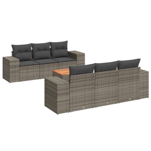 7-Piece Garden Sofa Set Outdoor Patio Lounge Wicker Rattan Furniture Setting Grey - Image 5