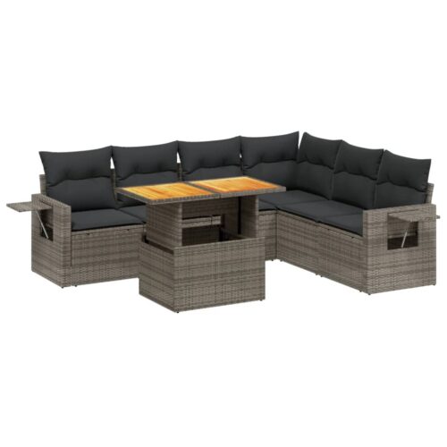 7-Piece Garden Sofa Set Outdoor Patio Lounge Wicker Rattan Furniture Setting Grey