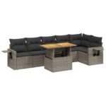 7-Piece Garden Sofa Set Outdoor Patio Lounge Wicker Rattan Furniture Setting Grey