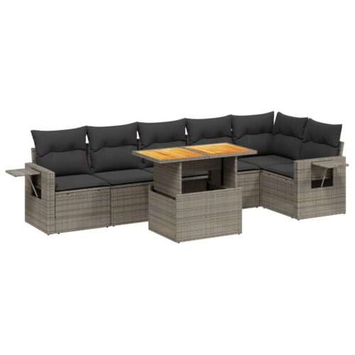 7-Piece Garden Sofa Set Outdoor Patio Lounge Wicker Rattan Furniture Setting Grey