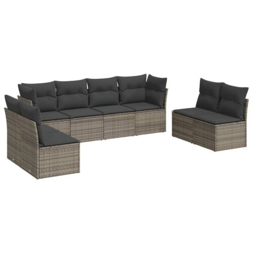 8-Piece Garden Sofa Set Outdoor Patio Lounge Couch Wicker Rattan Furniture Grey