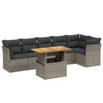 7-Piece Garden Sofa Set Outdoor Patio Lounge Wicker Rattan Furniture Setting Grey