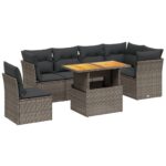 7-Piece Garden Sofa Set Outdoor Patio Lounge Wicker Rattan Furniture Setting Grey