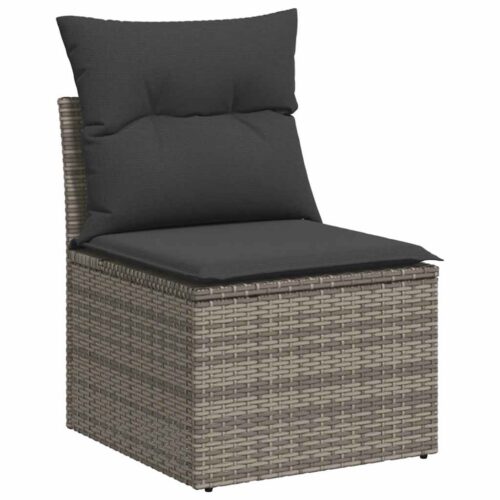 8-Piece Garden Sofa Set Outdoor Patio Lounge Couch Wicker Rattan Furniture Grey Acacia - Image 4