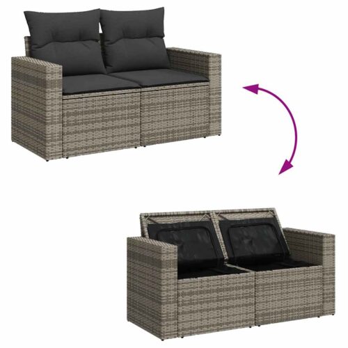 8-Piece Garden Sofa Set Outdoor Patio Lounge Couch Wicker Rattan Furniture Grey Acacia - Image 11