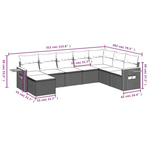 8-Piece Garden Sofa Set Outdoor Patio Lounge Couch Wicker Rattan Furniture Grey - Image 9