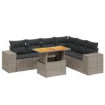 7-Piece Garden Sofa Set Outdoor Patio Lounge Wicker Rattan Furniture Setting Grey