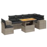 7-Piece Garden Sofa Set Outdoor Patio Lounge Wicker Rattan Furniture Setting Grey