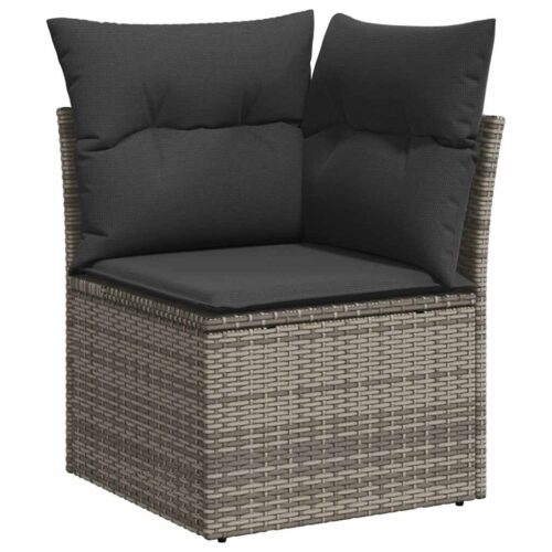 7-Piece Garden Sofa Set Outdoor Patio Lounge Wicker Rattan Furniture Setting Grey Acacia - Image 4