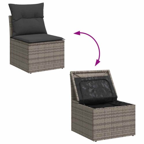 7-Piece Garden Sofa Set Outdoor Patio Lounge Wicker Rattan Furniture Setting Grey Acacia - Image 8
