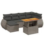 7-Piece Garden Sofa Set Outdoor Patio Lounge Wicker Rattan Furniture Setting Grey