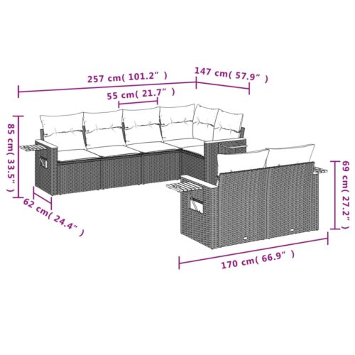 7-Piece Garden Sofa Set Outdoor Patio Lounge Wicker Rattan Furniture Setting Grey - Image 8
