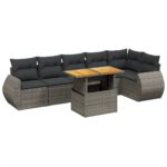 7-Piece Garden Sofa Set Outdoor Patio Lounge Wicker Rattan Furniture Setting Grey