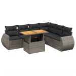 7-Piece Garden Sofa Set Outdoor Patio Lounge Wicker Rattan Furniture Setting Grey
