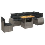 7-Piece Garden Sofa Set Outdoor Patio Lounge Wicker Rattan Furniture Setting Grey