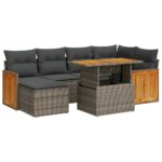 8-Piece Garden Sofa Set Outdoor Patio Lounge Couch Wicker Rattan Furniture Grey Acacia