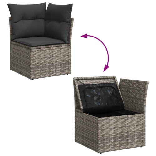 8-Piece Garden Sofa Set Outdoor Patio Lounge Couch Wicker Rattan Furniture Grey Acacia - Image 9