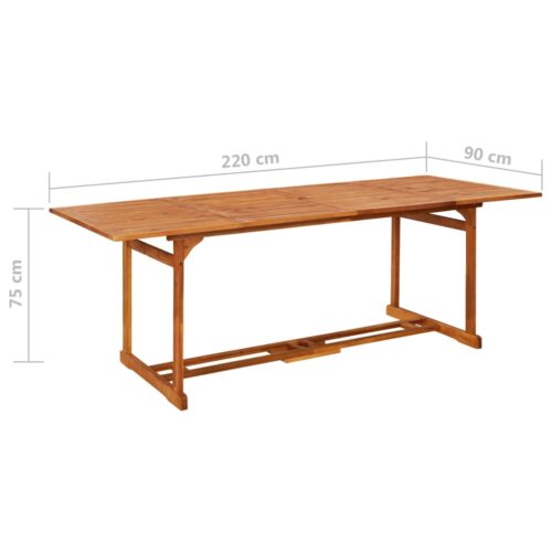 9-Piece Garden Dining Set 220x90x75cm Solid Wood Acacia - Image 12
