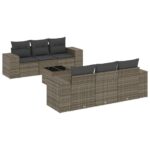 7-Piece Garden Sofa Set Outdoor Patio Lounge Wicker Rattan Furniture Setting Grey