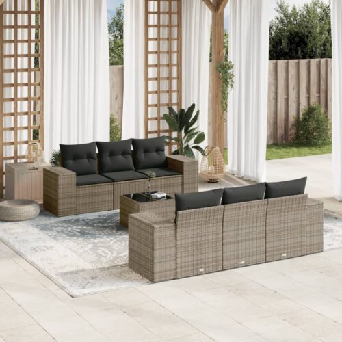 7-Piece Garden Sofa Set Outdoor Patio Lounge Wicker Rattan Furniture Setting Grey - Image 2