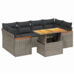 7-Piece Garden Sofa Set Outdoor Patio Lounge Wicker Rattan Furniture Setting Grey