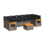 8-Piece Garden Sofa Set Outdoor Patio Lounge Couch Wicker Rattan Furniture Grey