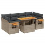 7-Piece Garden Sofa Set Outdoor Patio Lounge Wicker Rattan Furniture Setting Grey