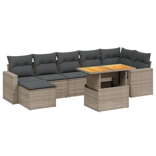 8-Piece Garden Sofa Set Outdoor Patio Lounge Couch Wicker Rattan Furniture Grey - Image 5
